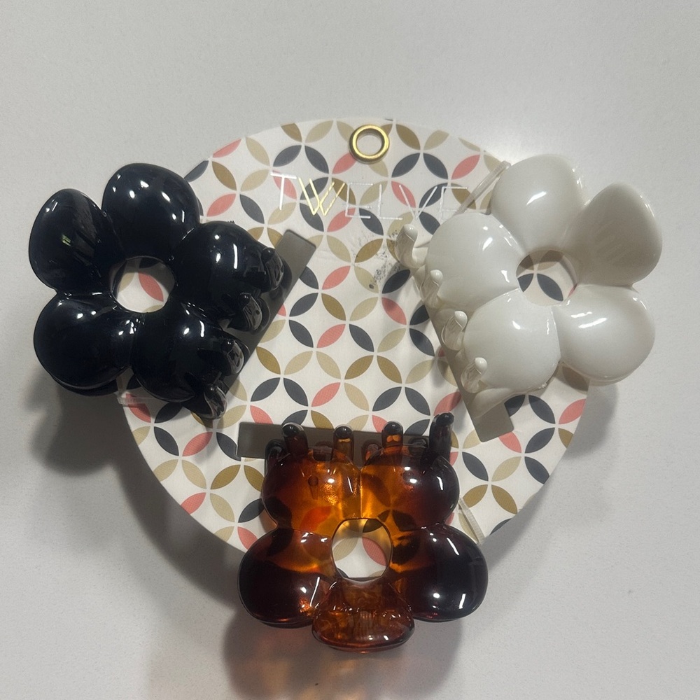 Black, White, and Brown Hair Claw Clips Set
